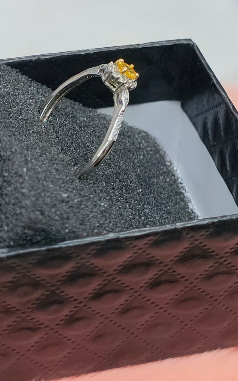 Natural Yellow Sapphire Oval Halo Adjustable Ring — Sterling Silver | Kumara Shines