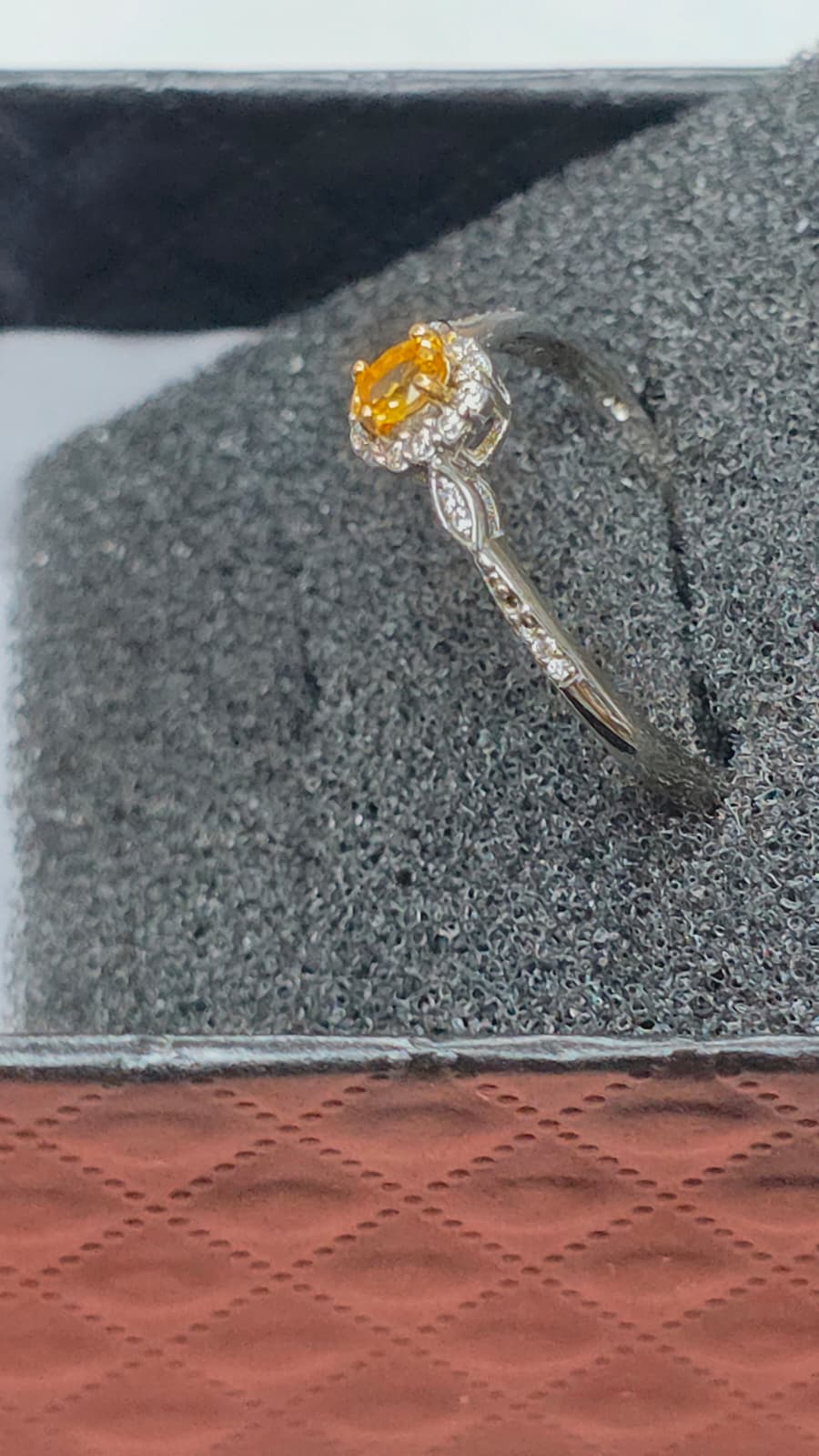 Natural Yellow Sapphire Oval Halo Adjustable Ring — Sterling Silver | Kumara Shines