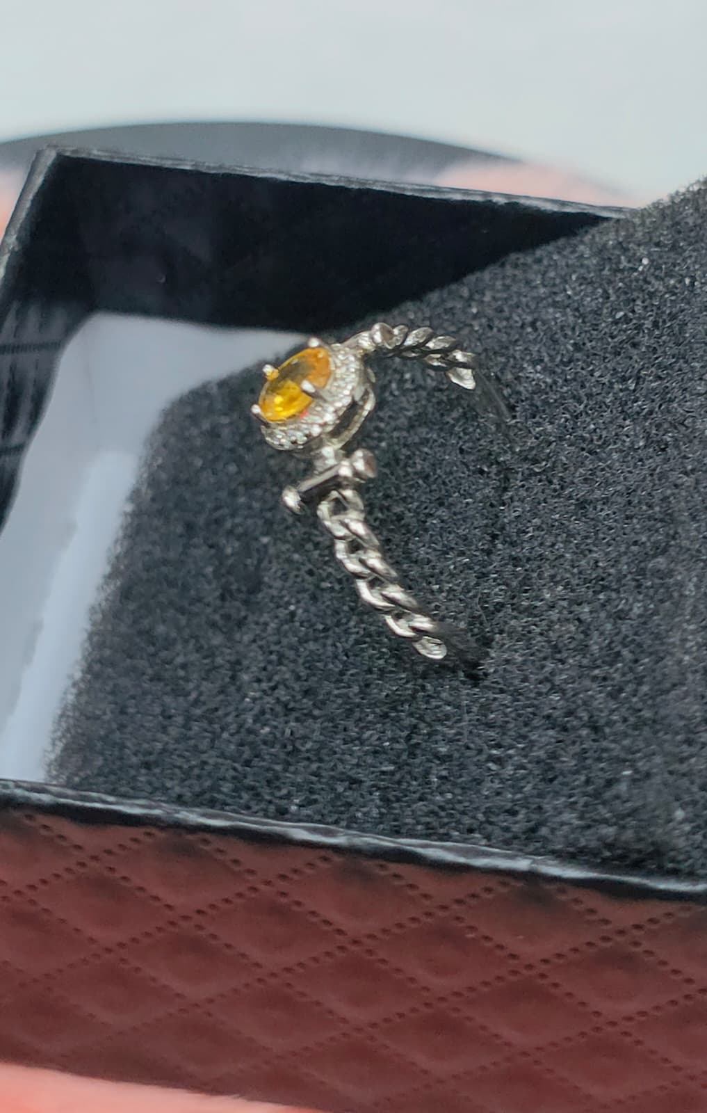 Natural Yellow Sapphire Halo Adjustable Ring — Sterling Silver | Kumara Shines