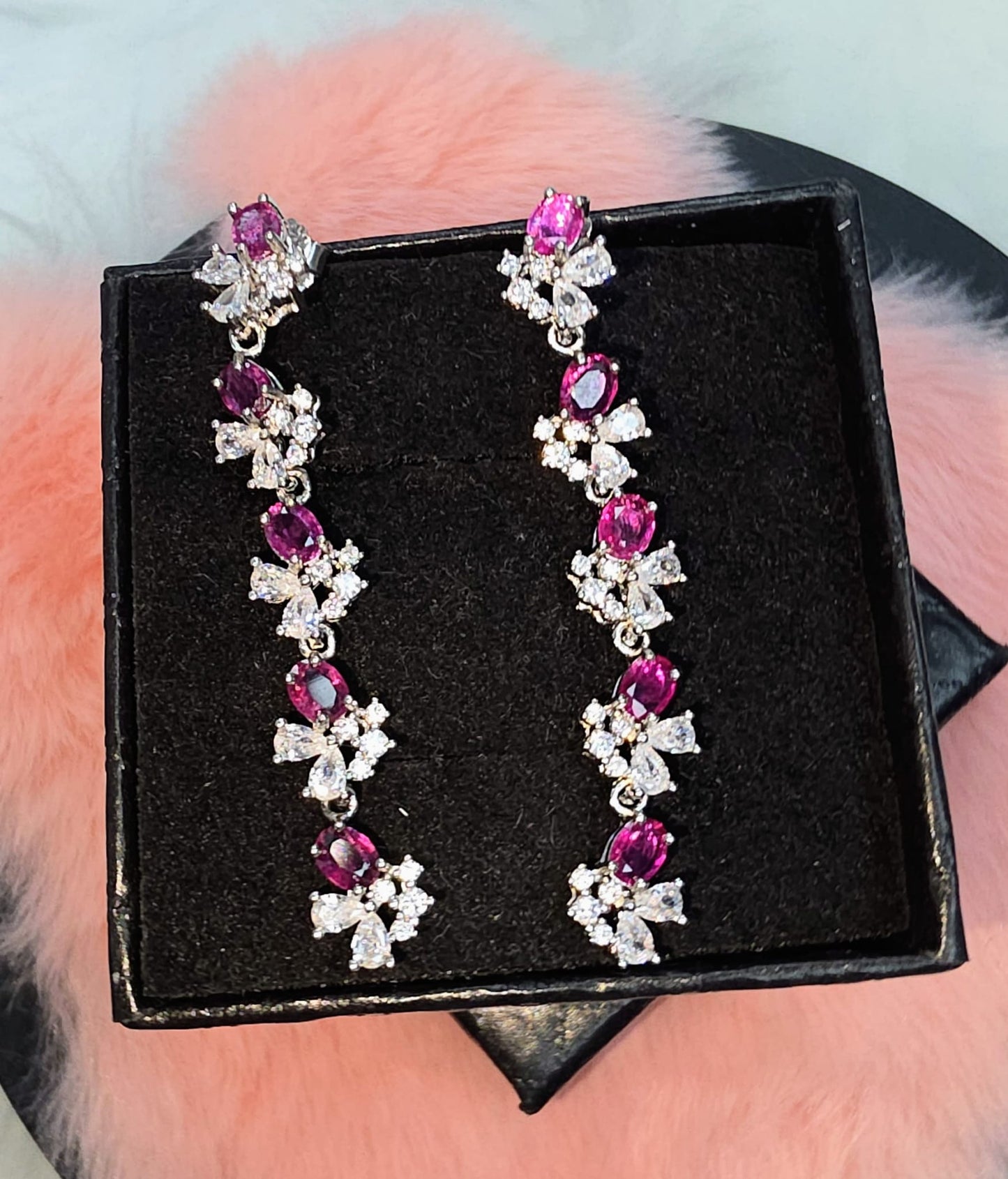 Natural Pink Sapphire Floral Drop Earrings — Sterling Silver | Kumara Shines