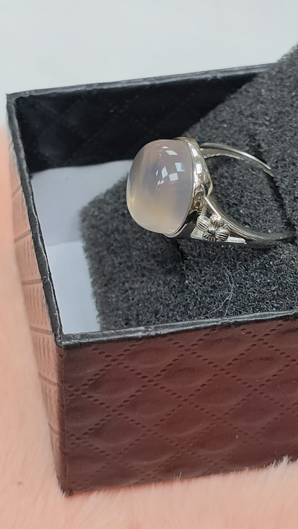 Natural Round Rose Quartz Adjustable Ring — Sterling Silver | Kumara Shines
