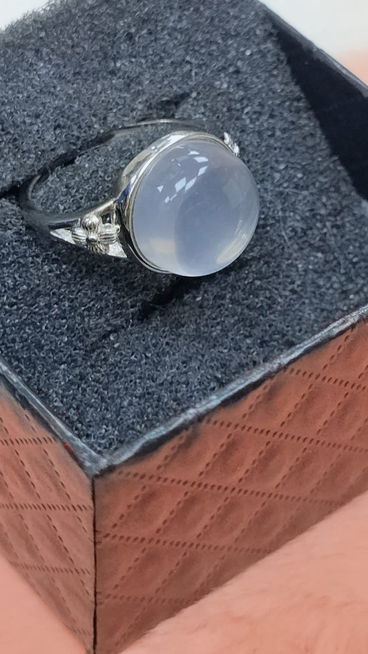 Natural Round Rose Quartz Adjustable Ring — Sterling Silver | Kumara Shines