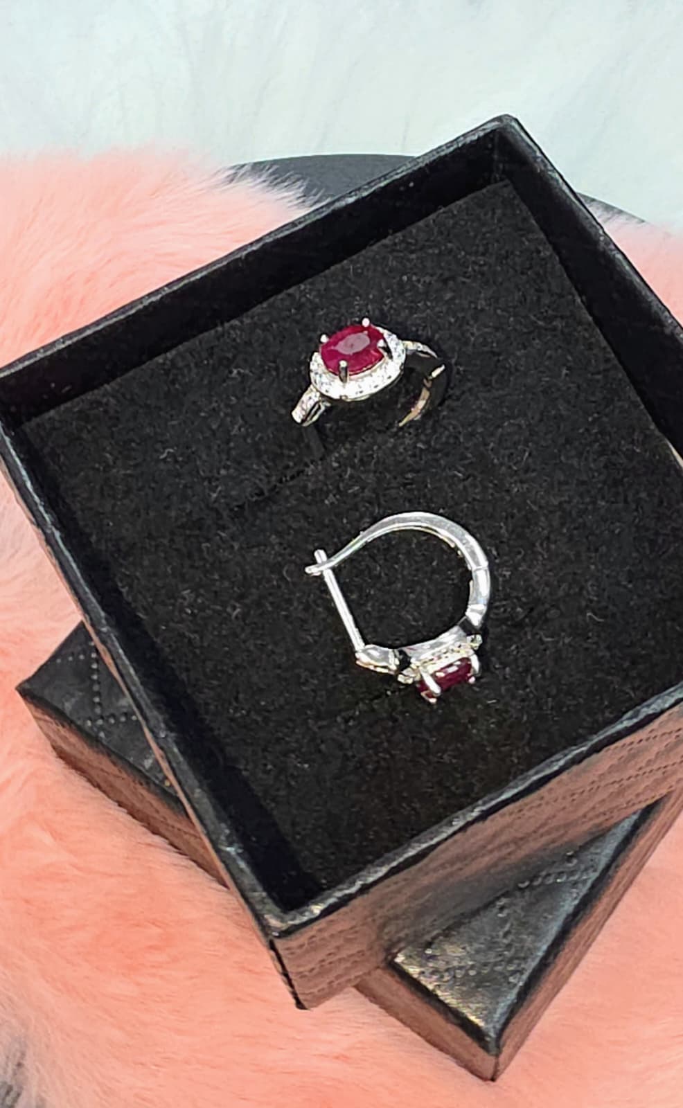 Natural Ruby Halo Lever back Earrings – Sterling Silver | Kumara Shines