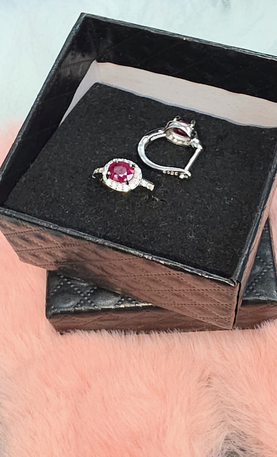 Natural Ruby Halo Lever back Earrings – Sterling Silver | Kumara Shines