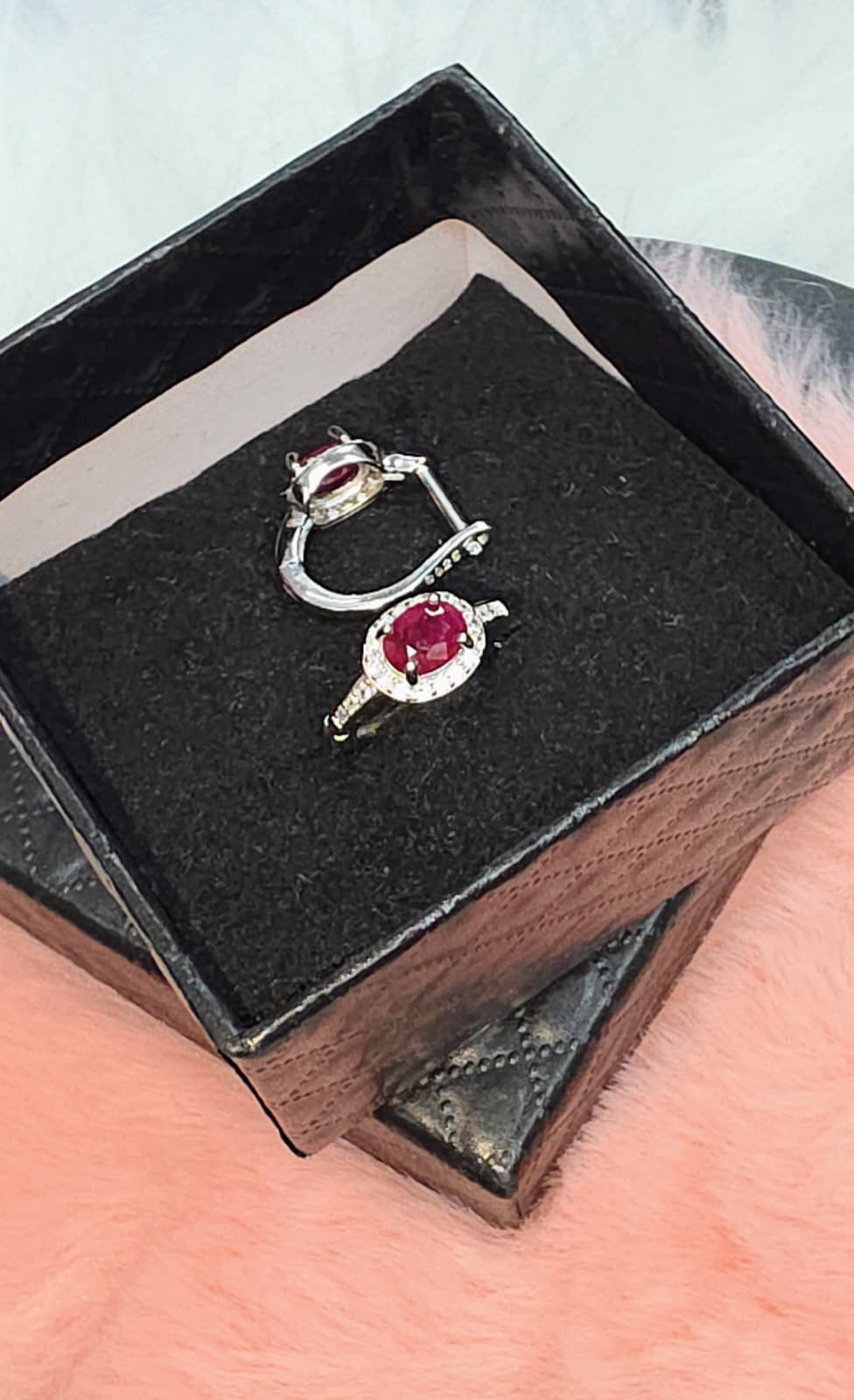 Natural Ruby Halo Lever back Earrings – Sterling Silver | Kumara Shines