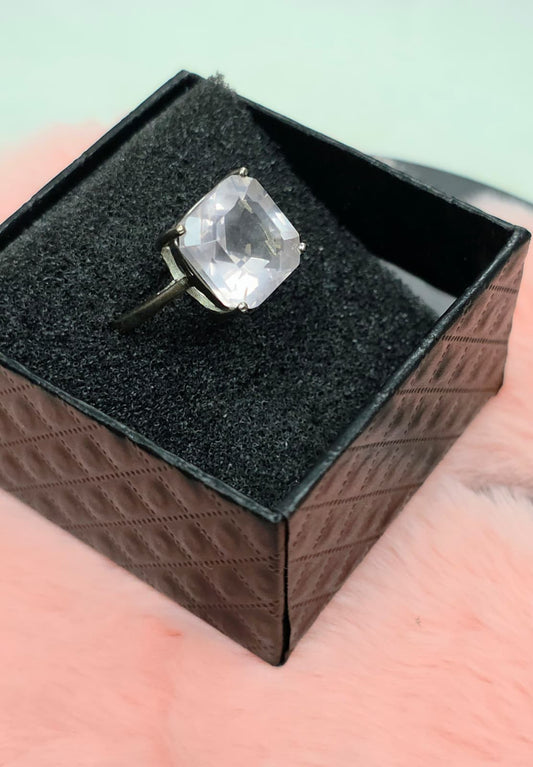 Natural Rose Quartz Asscher Cut Ring — Sterling Silver | Kumara Shines