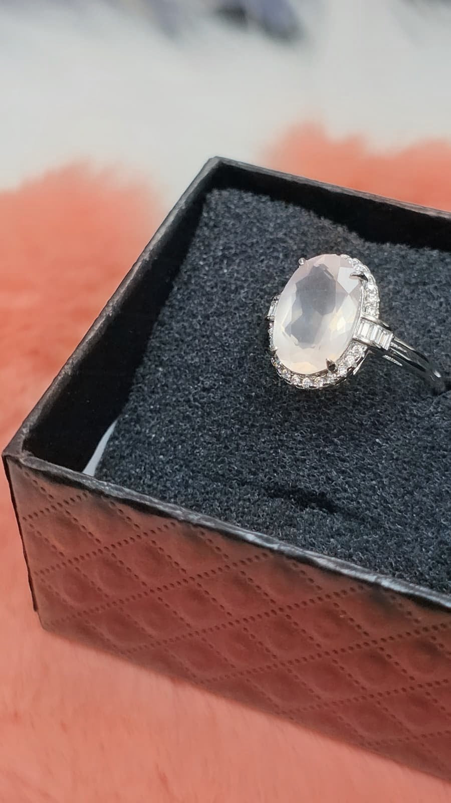 Oval Cut Natural Rose Quartz Adjustable Ring — Sterling Silver | Kumara Shines