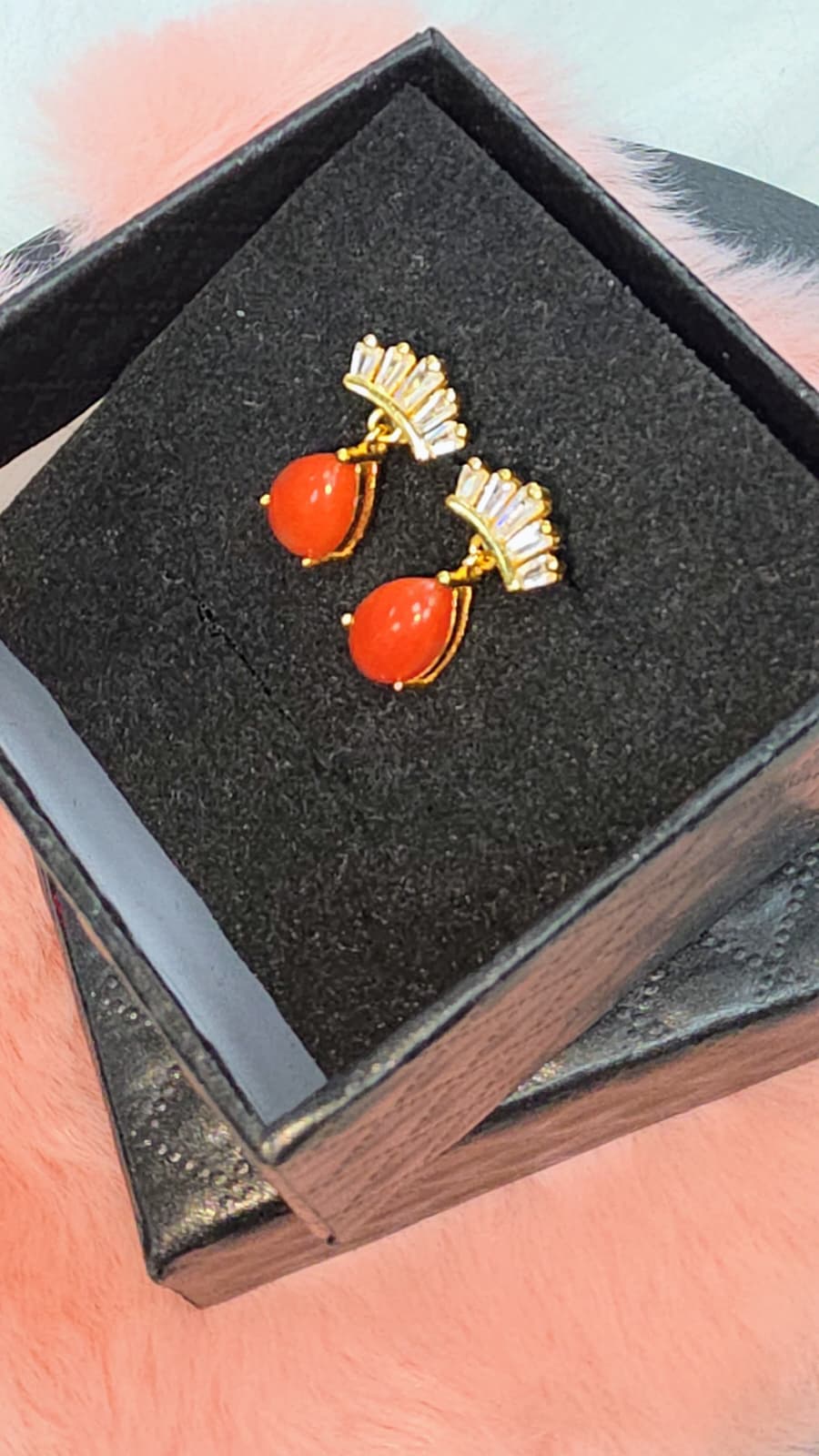 Natural Coral Teardrop Drop Earrings — Sterling Silver | Kumara Shines