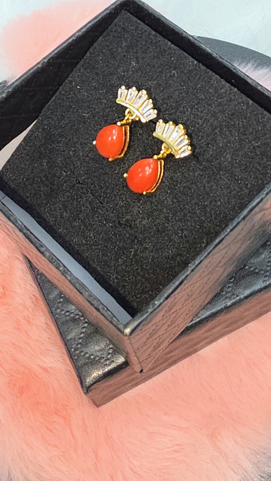 Natural Coral Teardrop Drop Earrings — Sterling Silver | Kumara Shines