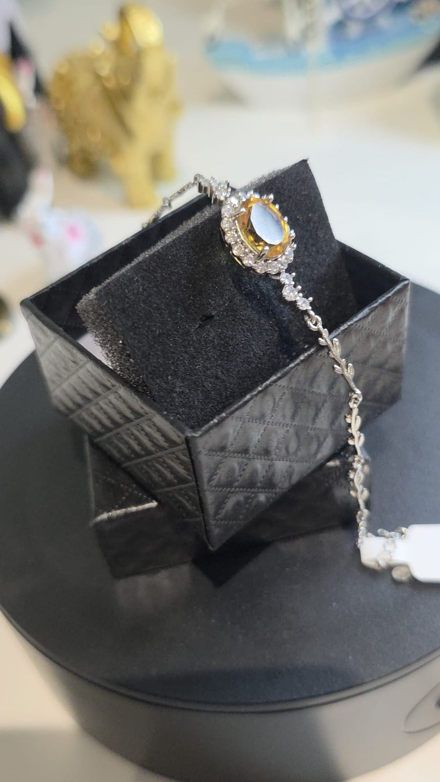 Natural Citrine Bracelet with Statement Solitaire Stone — 925 Sterling Silver | Kumara Shines