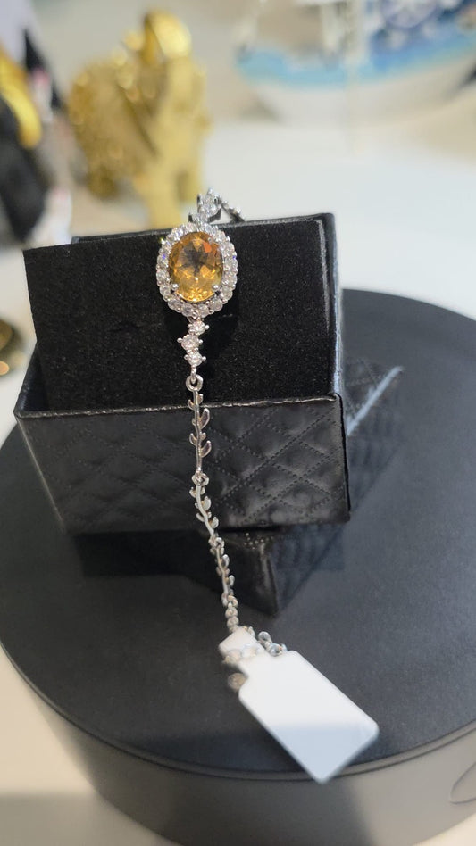 Natural Citrine Bracelet with Statement Solitaire Stone — 925 Sterling Silver | Kumara Shines