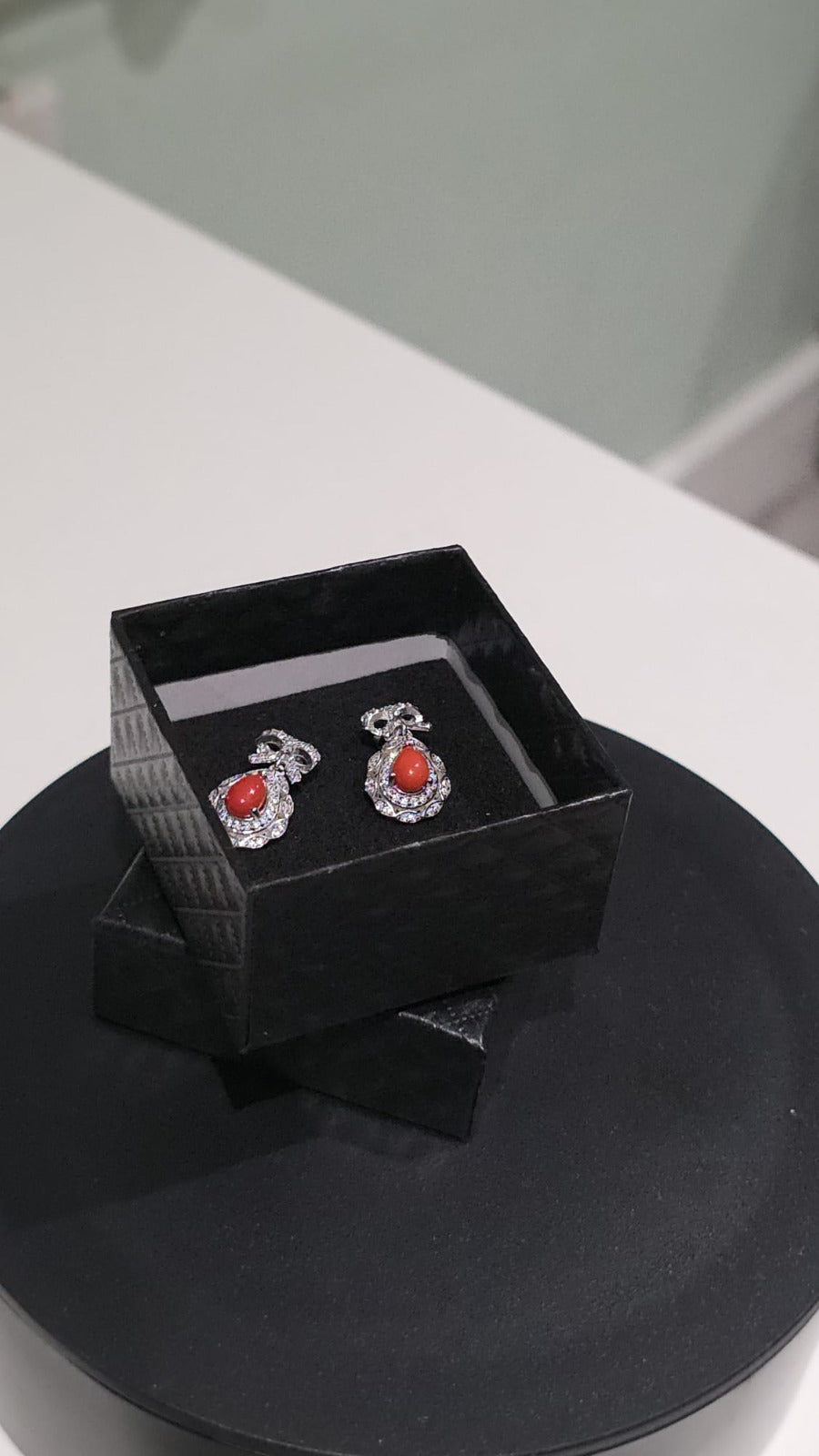 Natural Coral & Zirconia Earrings — 925 Sterling Silver | Kumara Shines