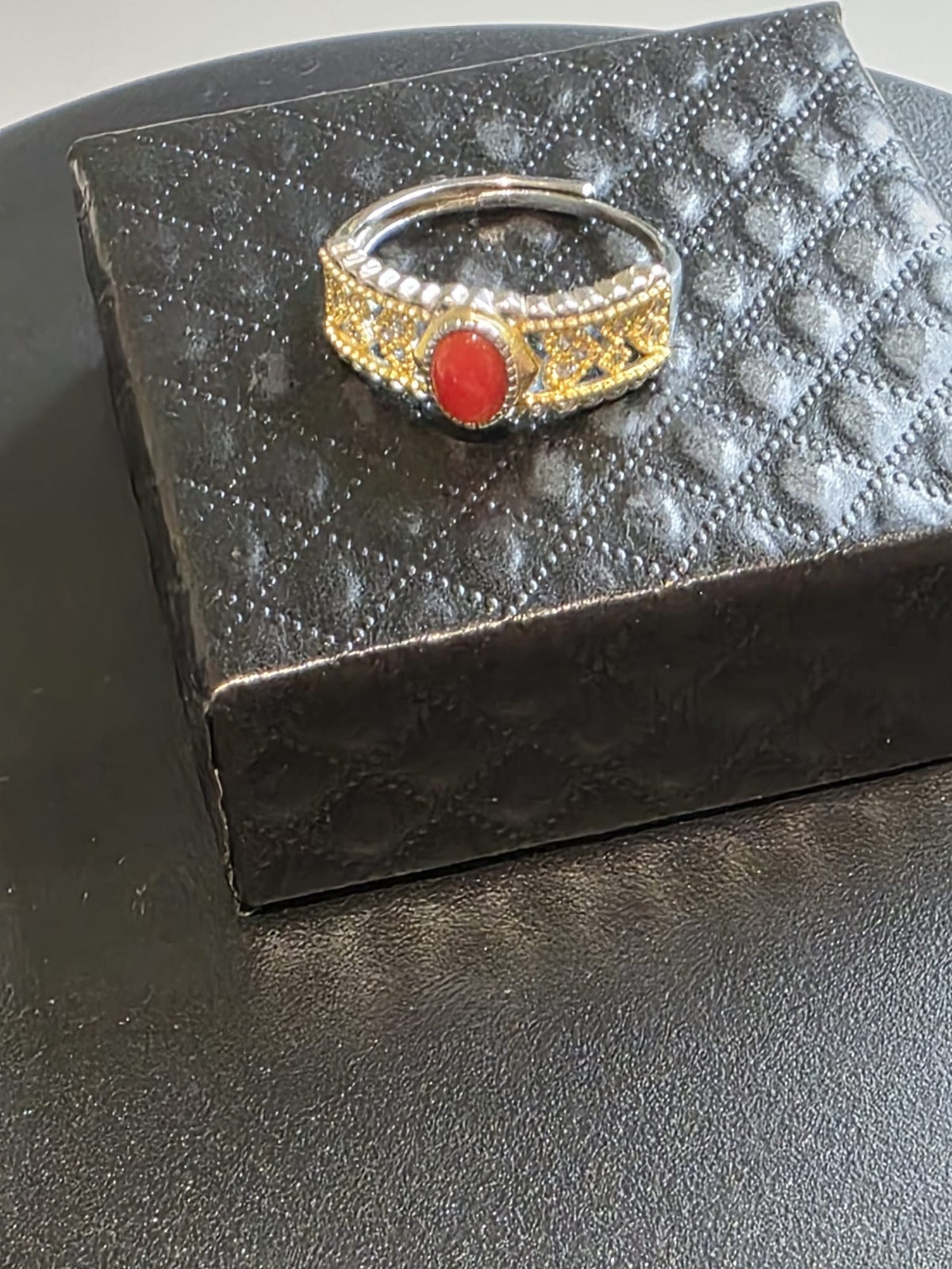 Natural Coral Ring with Gold-Coated Setting — 925 Sterling Silver | Kumara Shines
