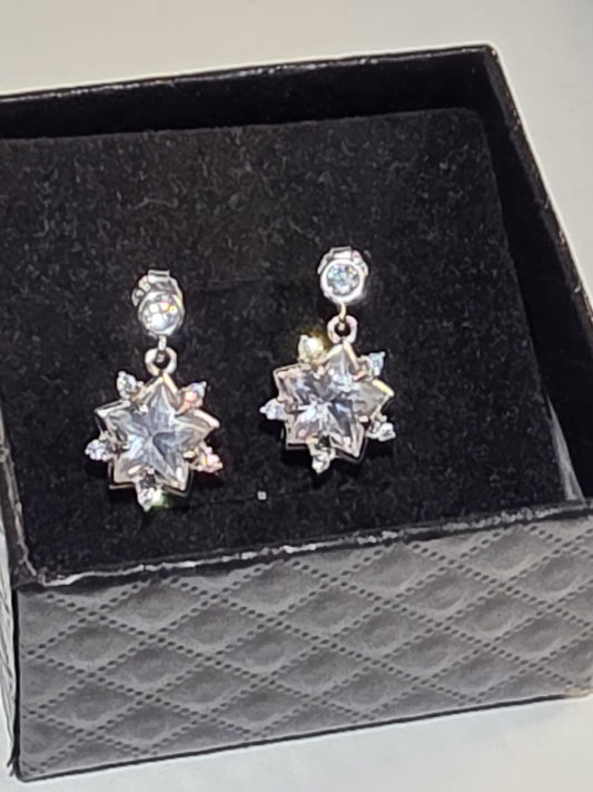 Natural Star-Shaped Clear Quartz Earrings — 925 Sterling Silver | Kumara Shines