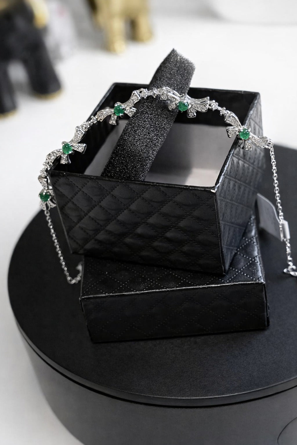 Natural Emerald Ribbon Bracelet — Sterling Silver | Kumara Shines