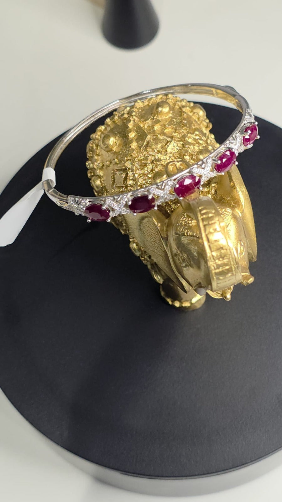Natural Ruby 5-Stone Bangle — Sterling Silver | Kumara Shines