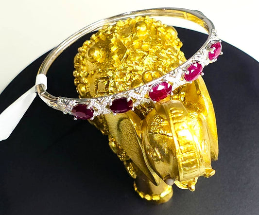 Natural Ruby 5-Stone Bangle — Sterling Silver | Kumara Shines