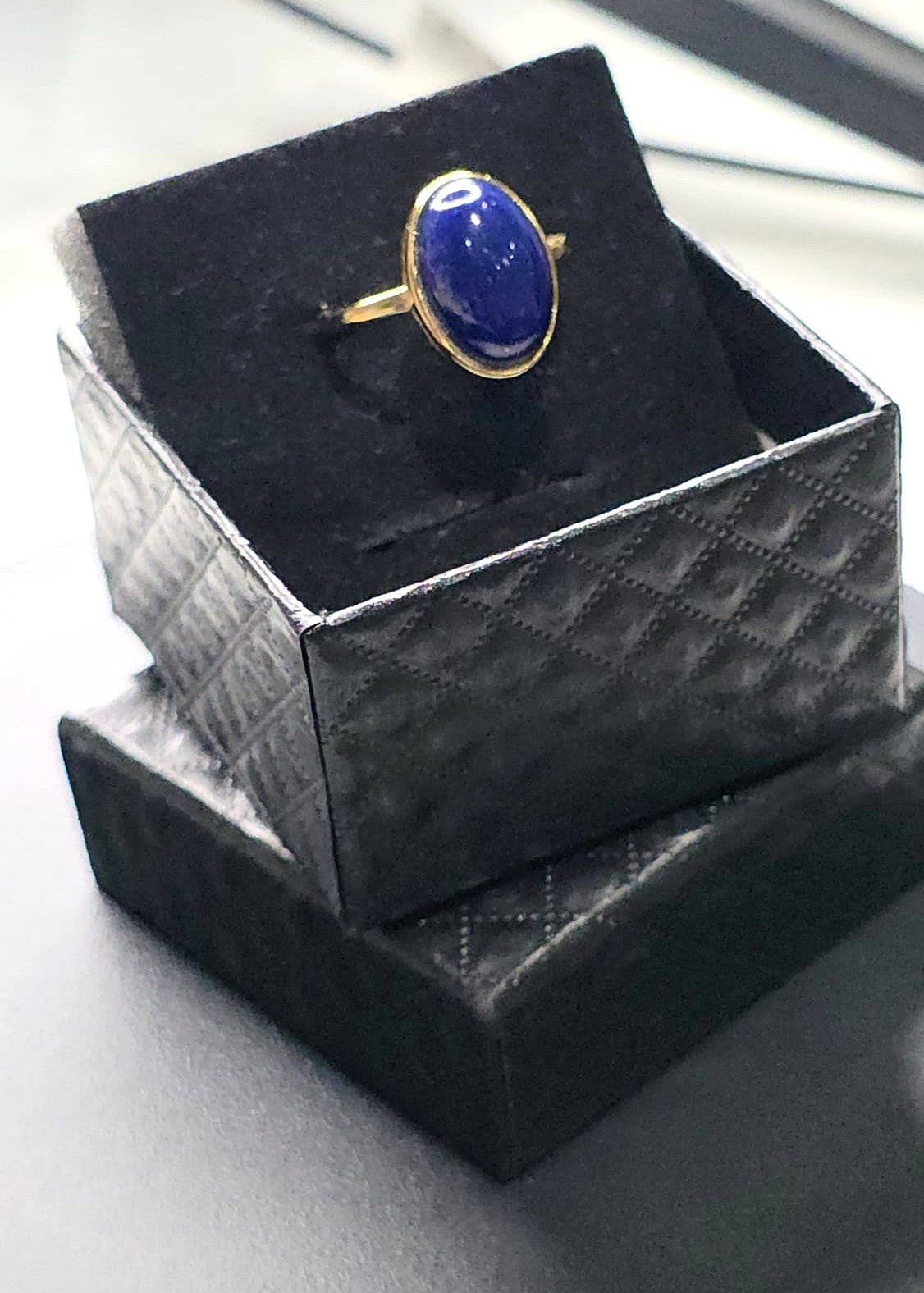 Natural Lapis Lazuli Ring with Gold-Tone Setting — 925 Sterling Silver | Kumara Shines