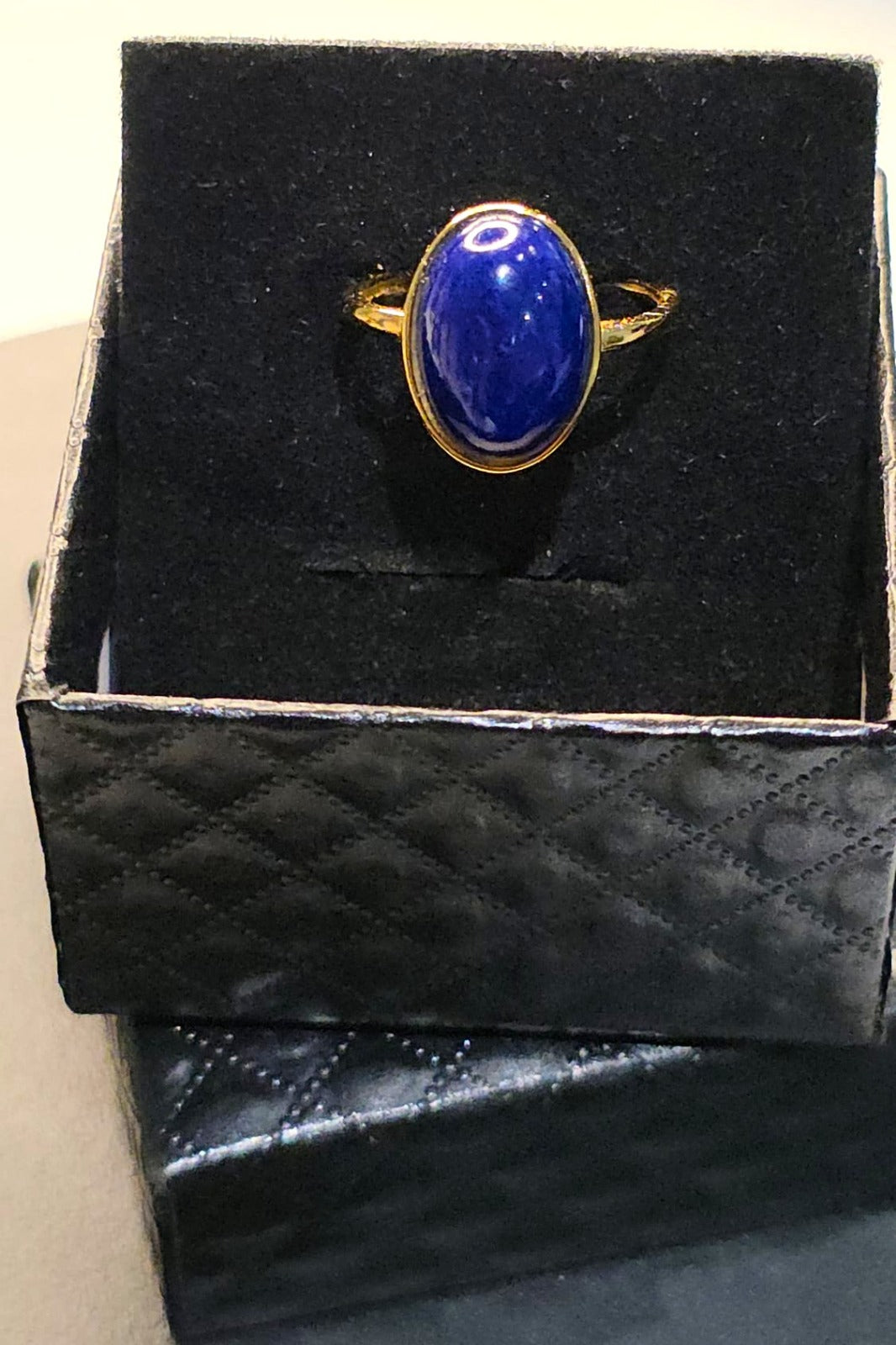 Natural Lapis Lazuli Ring with Gold-Tone Setting — 925 Sterling Silver | Kumara Shines