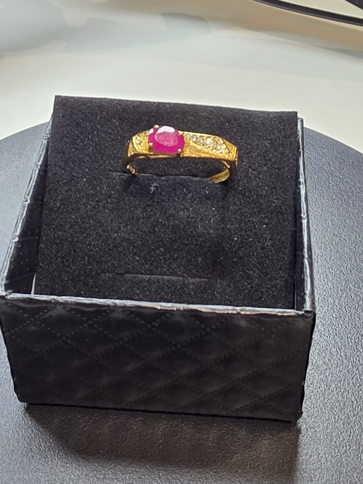 Natural Ruby Ring with Gold-Tone Setting — 925 Sterling Silver | Kumara Shines