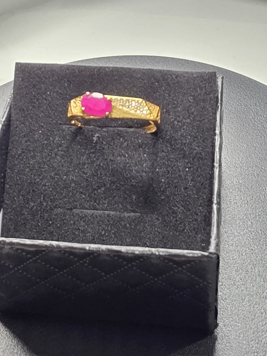 Natural Ruby Ring with Gold-Tone Setting — 925 Sterling Silver | Kumara Shines