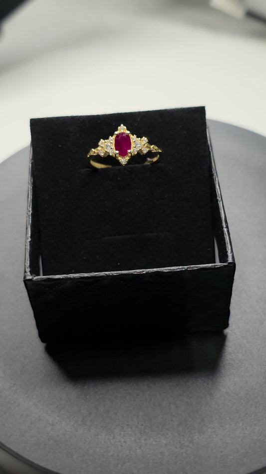 Natural Ruby Ring with Gold-Coated Setting — 925 Sterling Silver | Kumara Shines