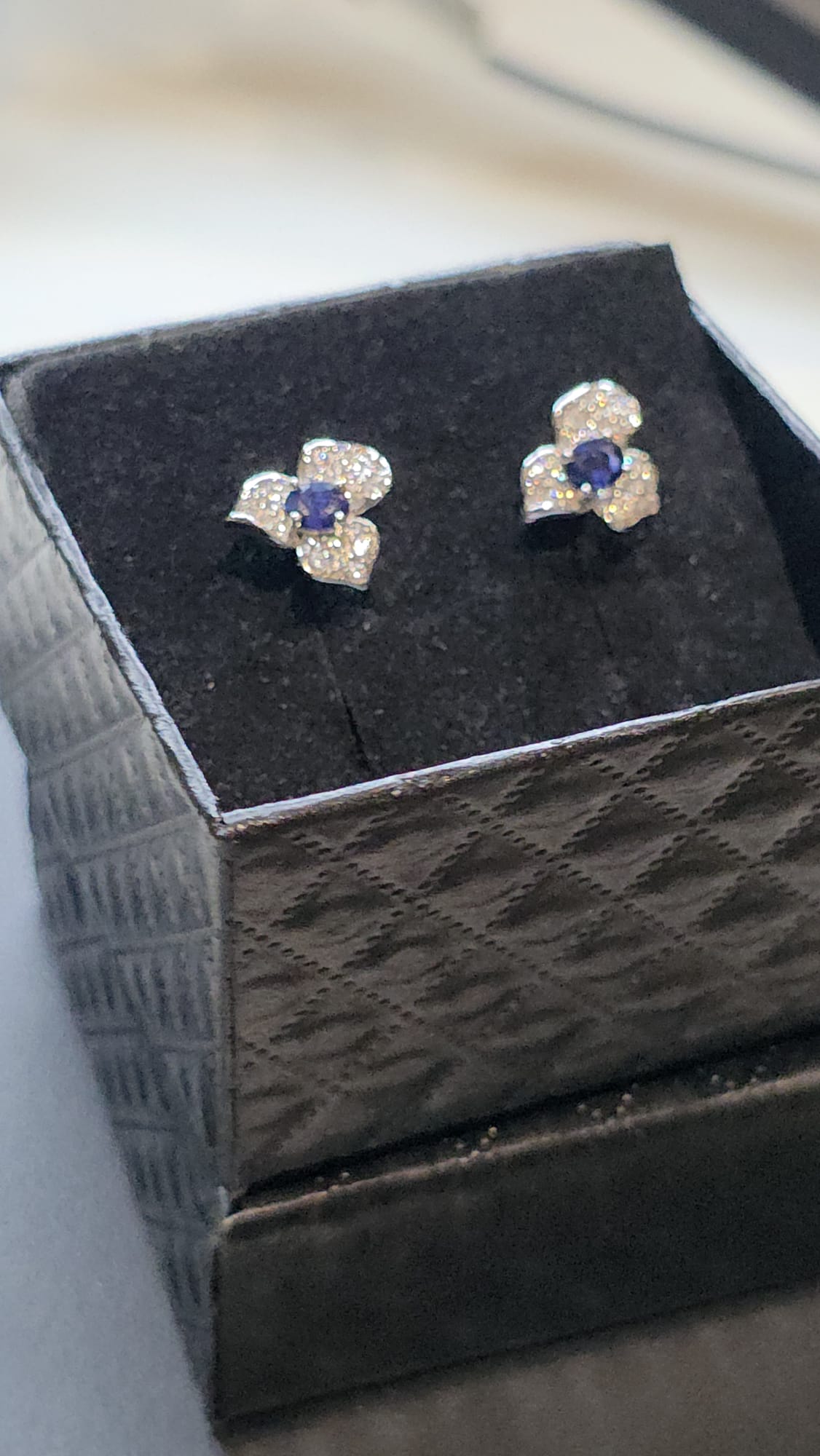Natural Blue Sapphire 3-Petal Flower Earrings — 925 Sterling Silver | Kumara Shines