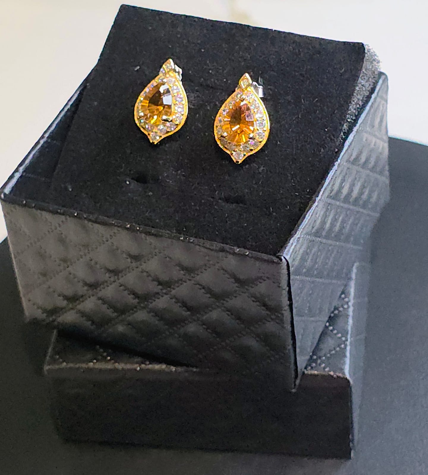 Natural Teardrop Citrine & Zircon Earrings — Gold-Coated 925 Sterling Silver | Kumara Shines