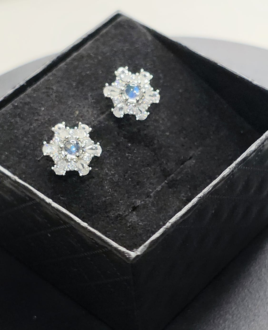 Madagascar Natural Moonstone Flower Earrings — 925 Sterling Silver | Kumara Shines