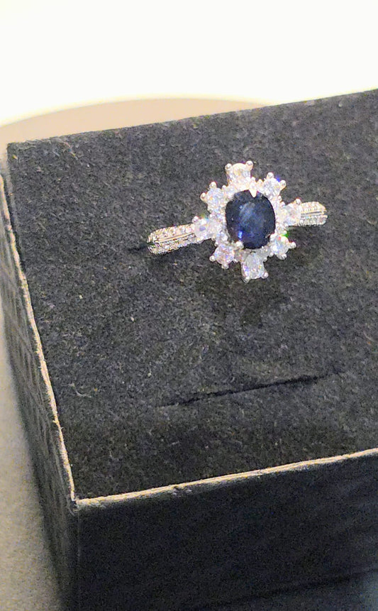 Natural Blue Sapphire Adjustable Ring — 925 Sterling Silver | Kumara Shines