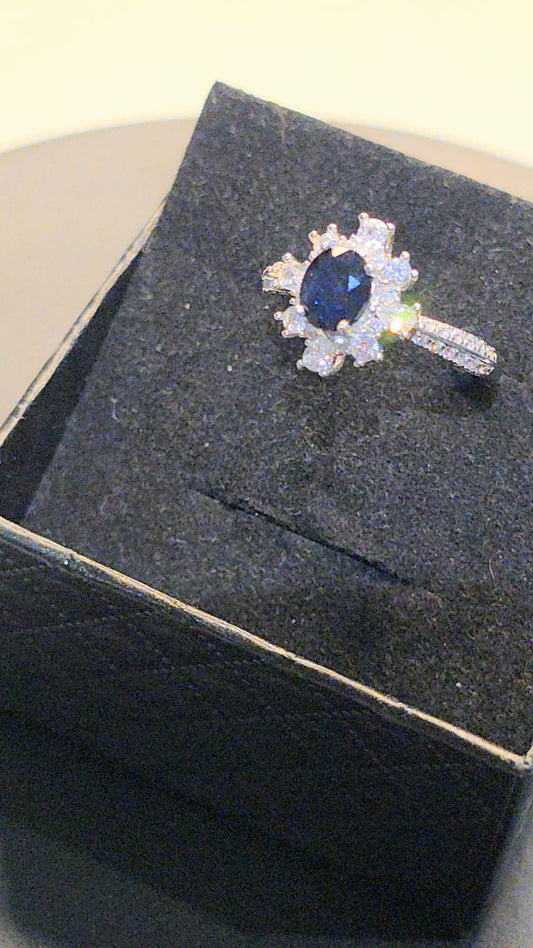 Natural Blue Sapphire Adjustable Ring — 925 Sterling Silver | Kumara Shines