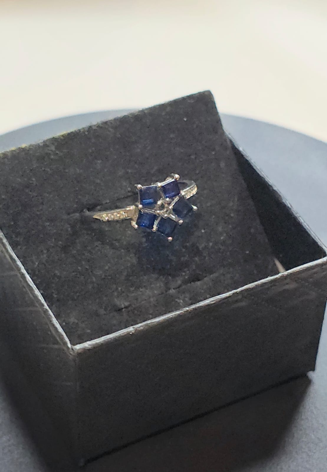 Natural Blue Sapphire 5-Petal Flower Adjustable Ring — 925 Sterling Silver | Kumara Shines