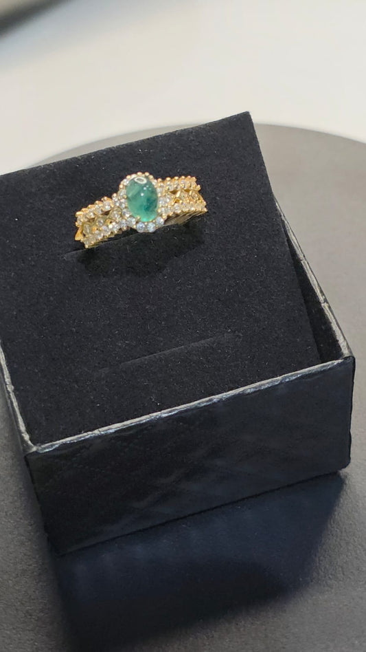 Natural Emerald Adjustable Ring — 925 Sterling Silver | Kumara Shines