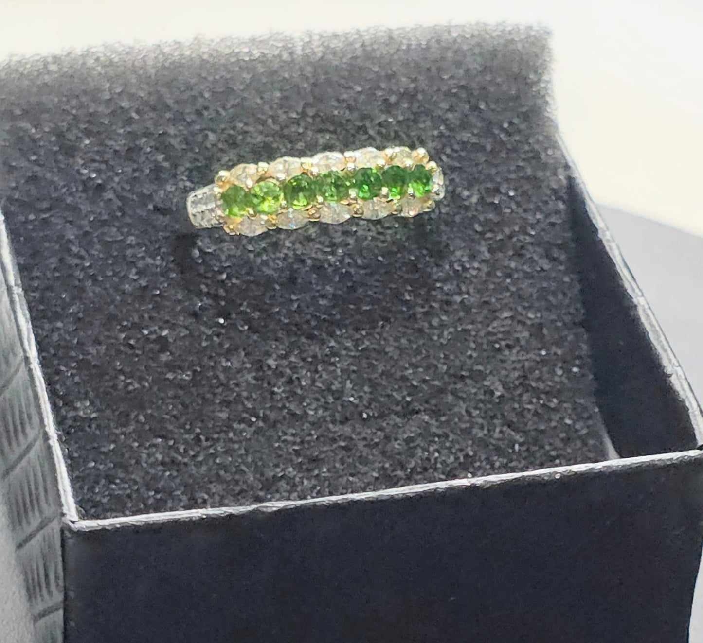Natural Diopside & Zircon Half Eternity Ring — 925 Sterling Silver | Kumara Shines
