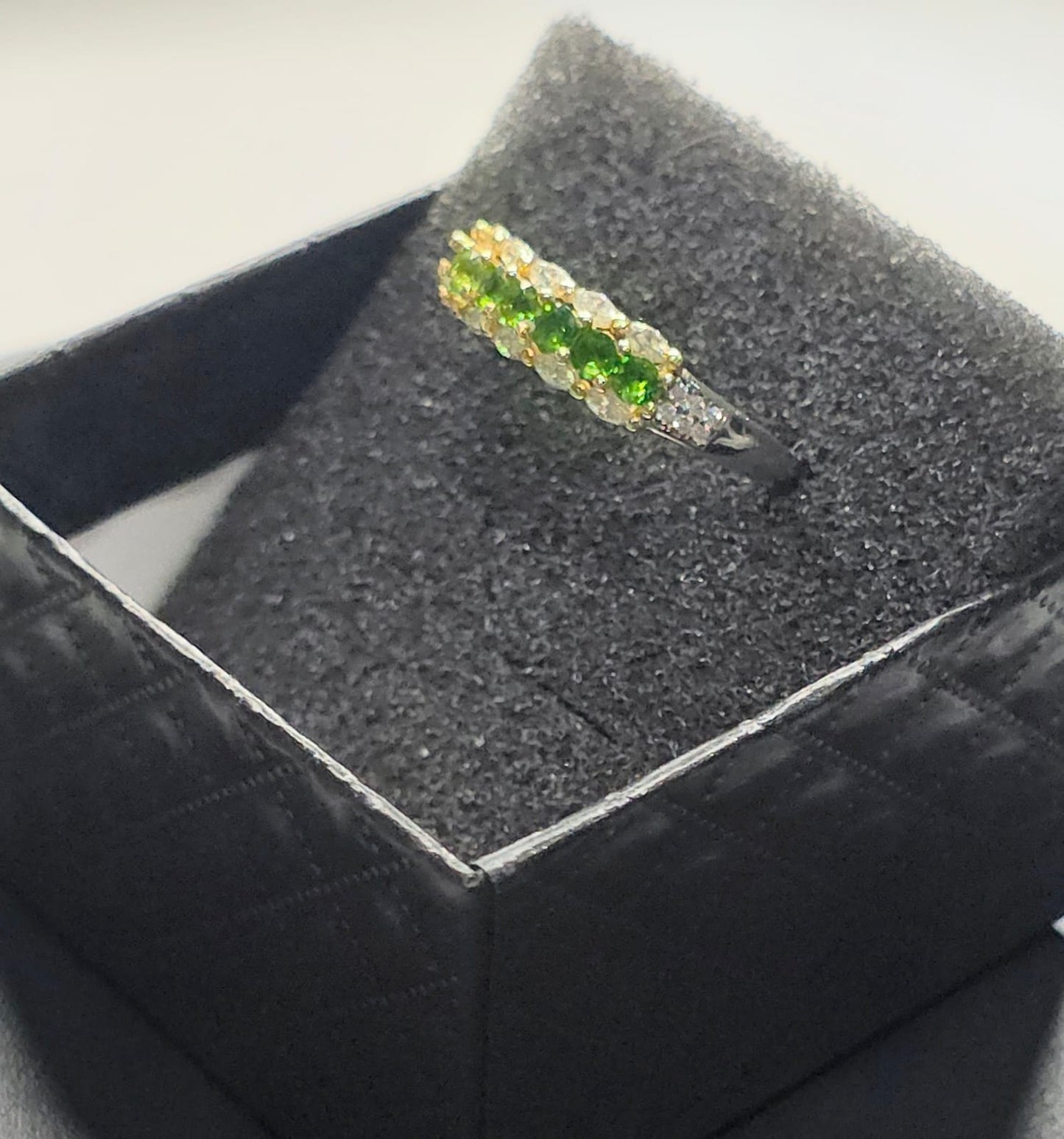 Natural Diopside & Zircon Half Eternity Ring — 925 Sterling Silver | Kumara Shines