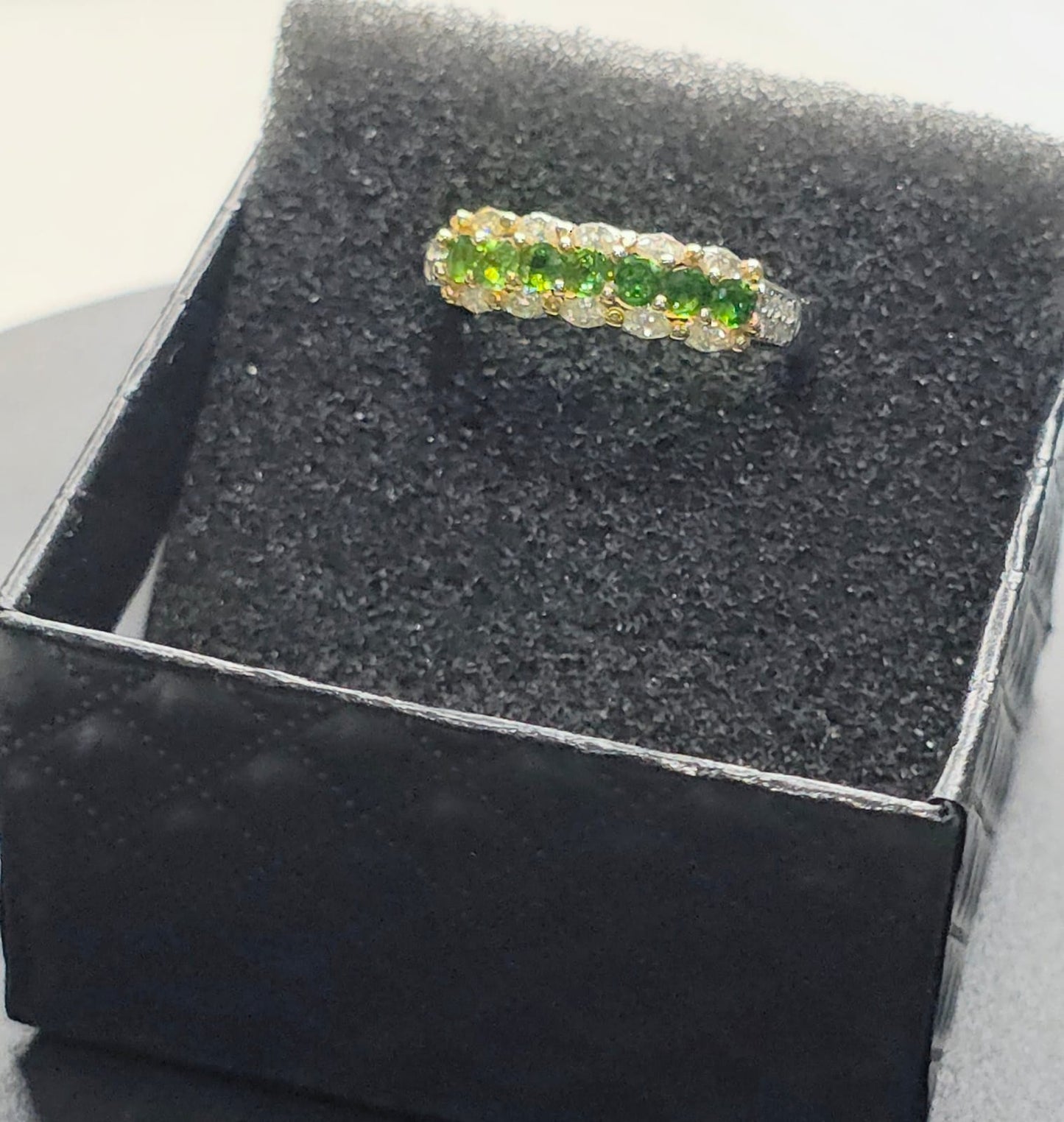 Natural Diopside & Zircon Half Eternity Ring — 925 Sterling Silver | Kumara Shines