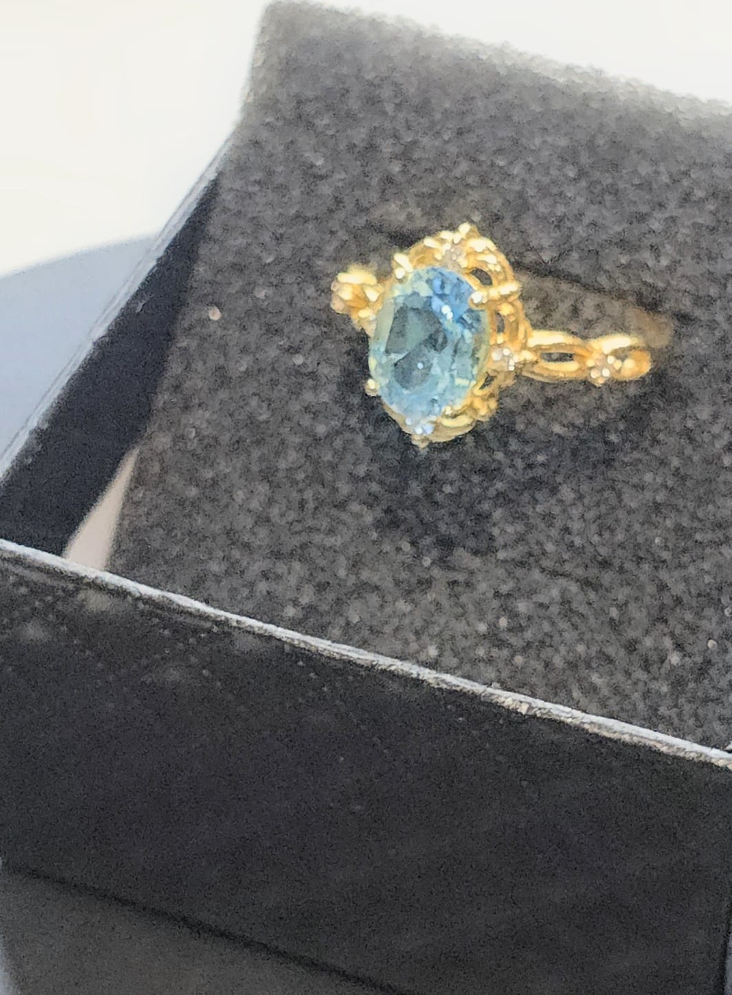Natural Swiss Blue Topaz Ring — Gold-Coated 925 Sterling Silver | Kumara Shines