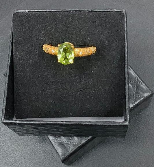 Natural Peridot Adjustable Strong Band Ring — Gold-Coated 925 Sterling Silver | Kumara Shines