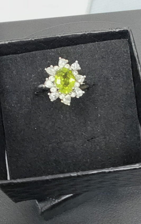 Natural Peridot Elegant Design Adjustable Ring — 925 Sterling Silver | Kumara Shines