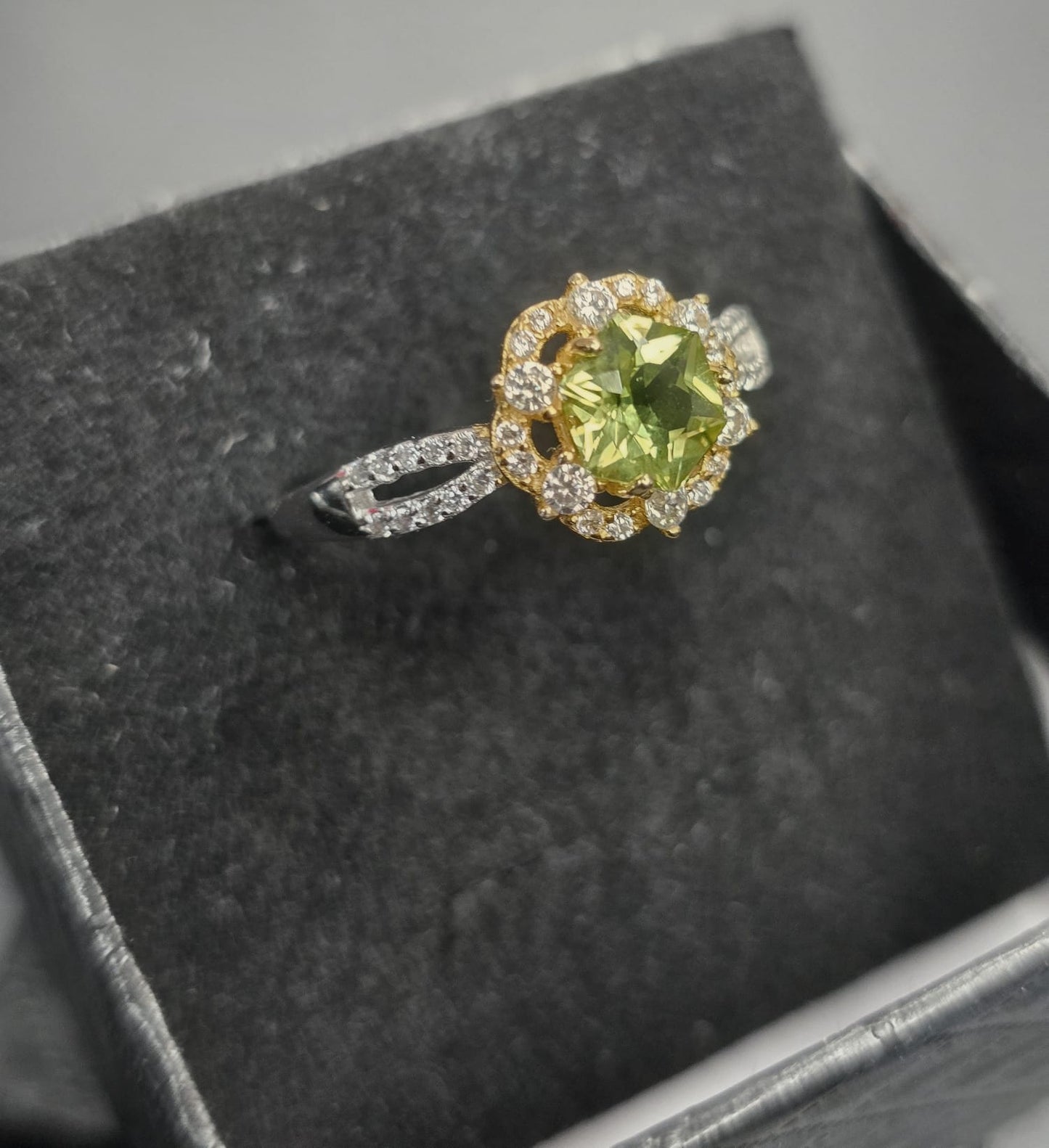 Natural Peridot Adjustable Ring — 925 Sterling Silver | Kumara Shines