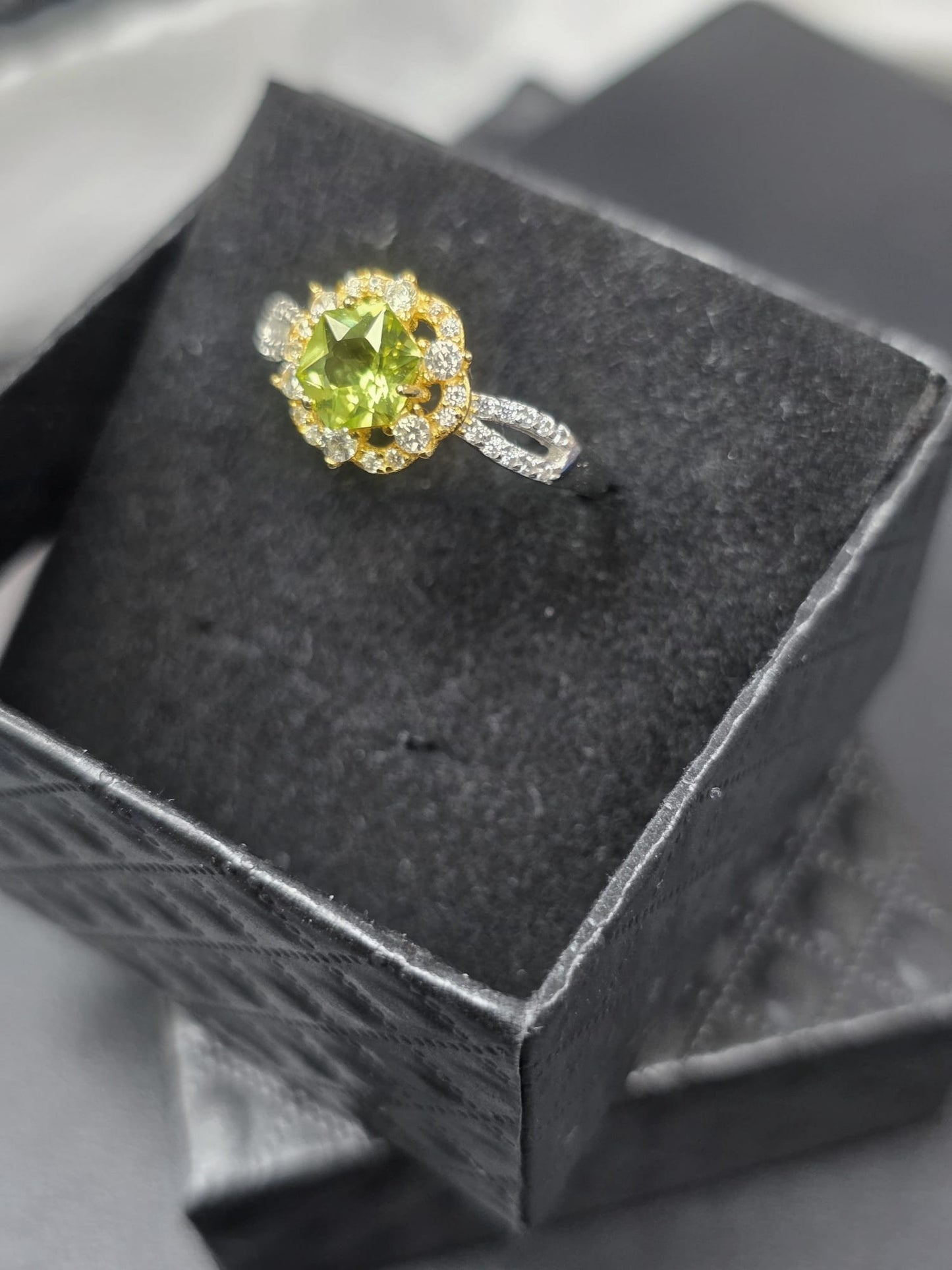 Natural Peridot Adjustable Ring — 925 Sterling Silver | Kumara Shines