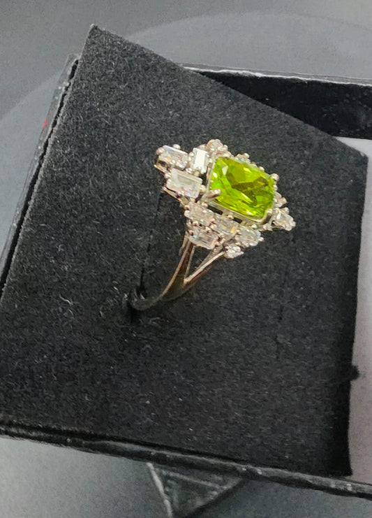 Natural Peridot Adjustable Ring — 925 Sterling Silver | Kumara Shines