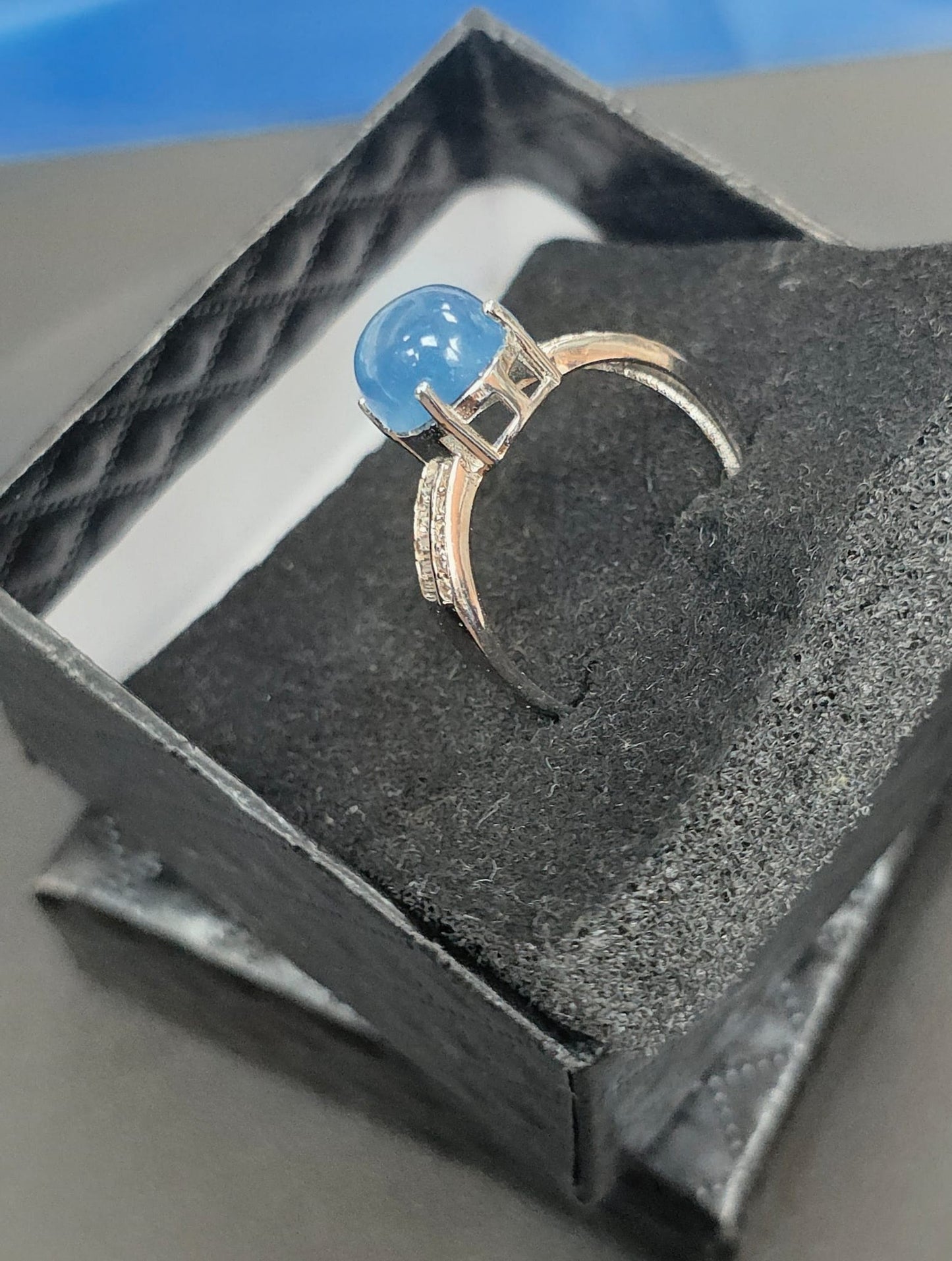 Natural Oval Aquamarine Adjustable Ring — 925 Sterling Silver | Kumara Shines