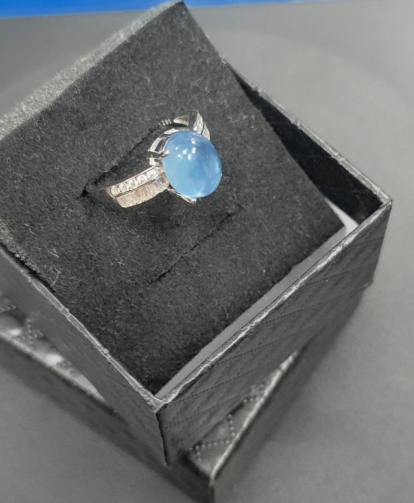 Natural Oval Aquamarine Adjustable Ring — 925 Sterling Silver | Kumara Shines