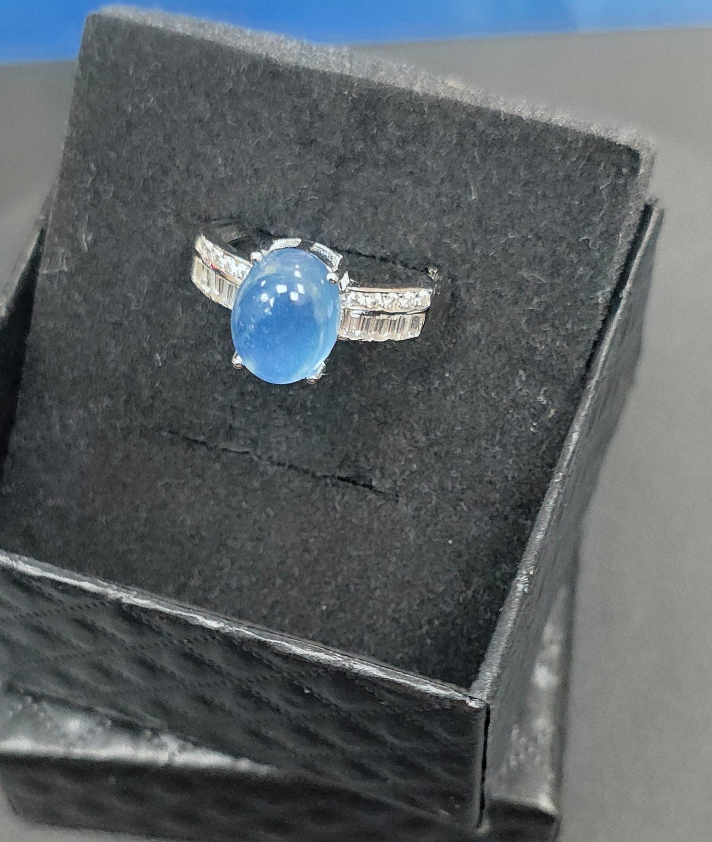 Natural Oval Aquamarine Adjustable Ring — 925 Sterling Silver | Kumara Shines