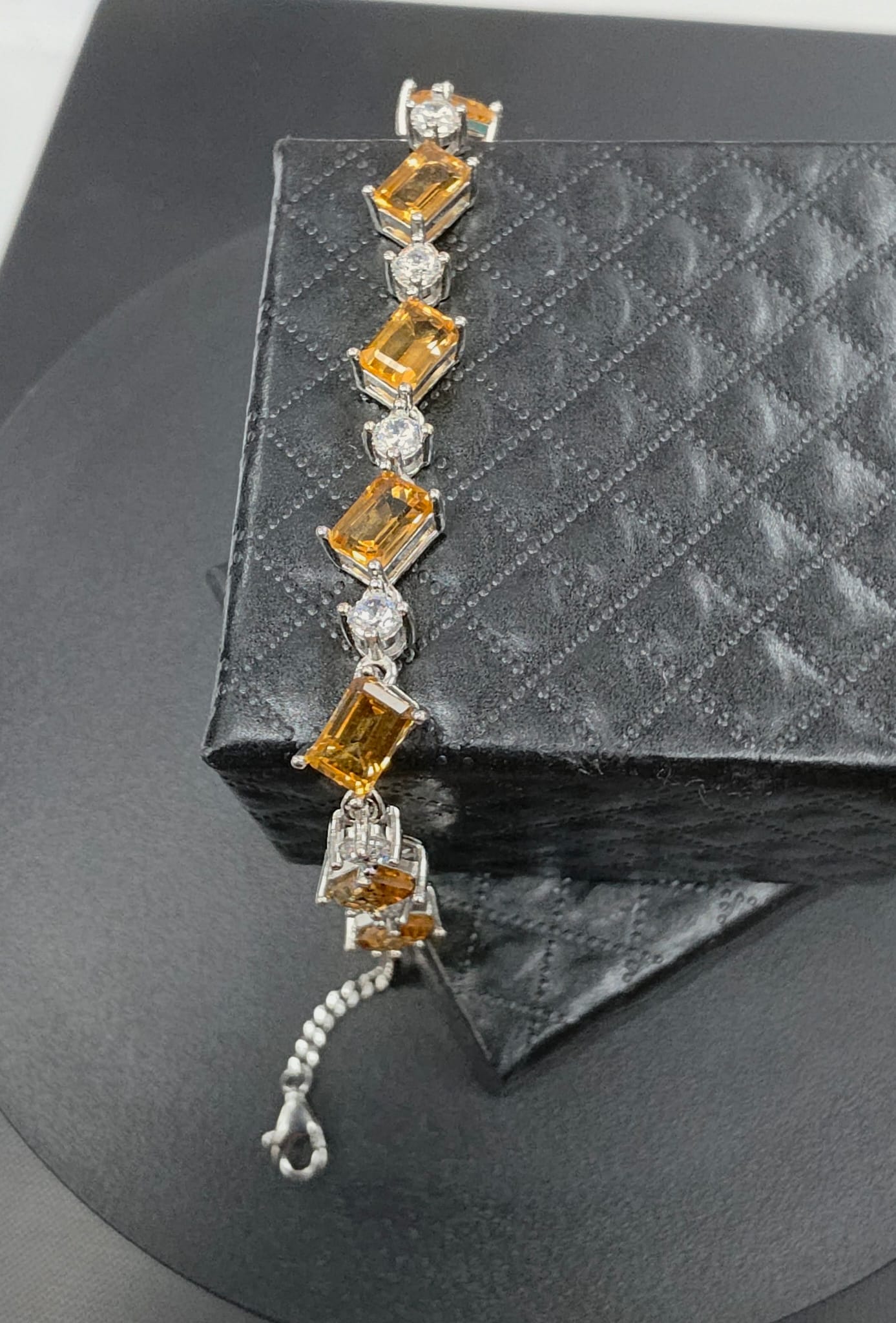 Natural Citrine 7-Stone Eternity Bracelet — 925 Sterling Silver (19cm Adjustable) | Kumara Shines