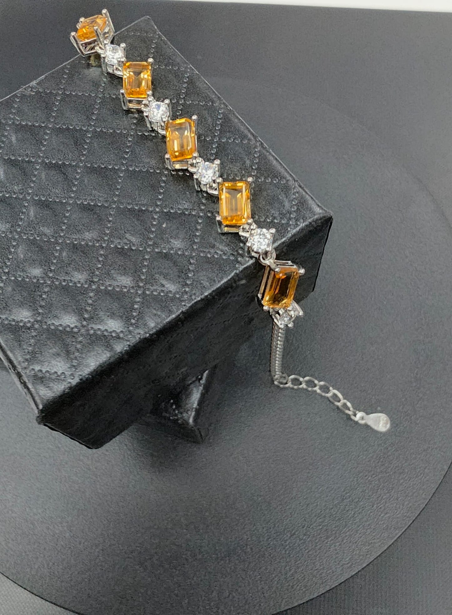 Natural Citrine 7-Stone Eternity Bracelet — 925 Sterling Silver (19cm Adjustable) | Kumara Shines