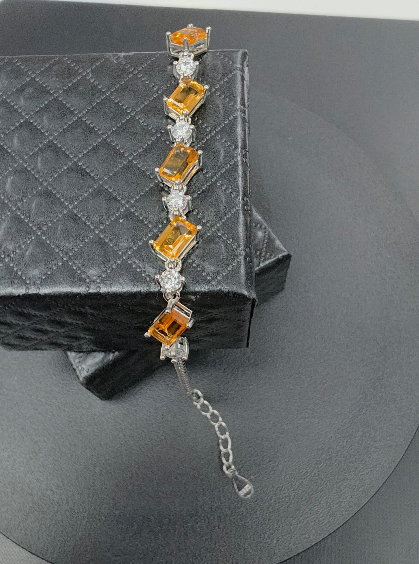 Natural Citrine 7-Stone Eternity Bracelet — 925 Sterling Silver (19cm Adjustable) | Kumara Shines