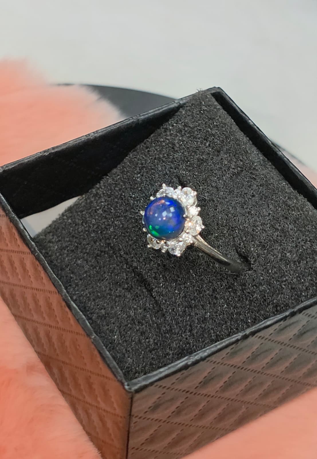 Natural Black Opal Adjustable Ring — Sterling Silver | Kumara Shines