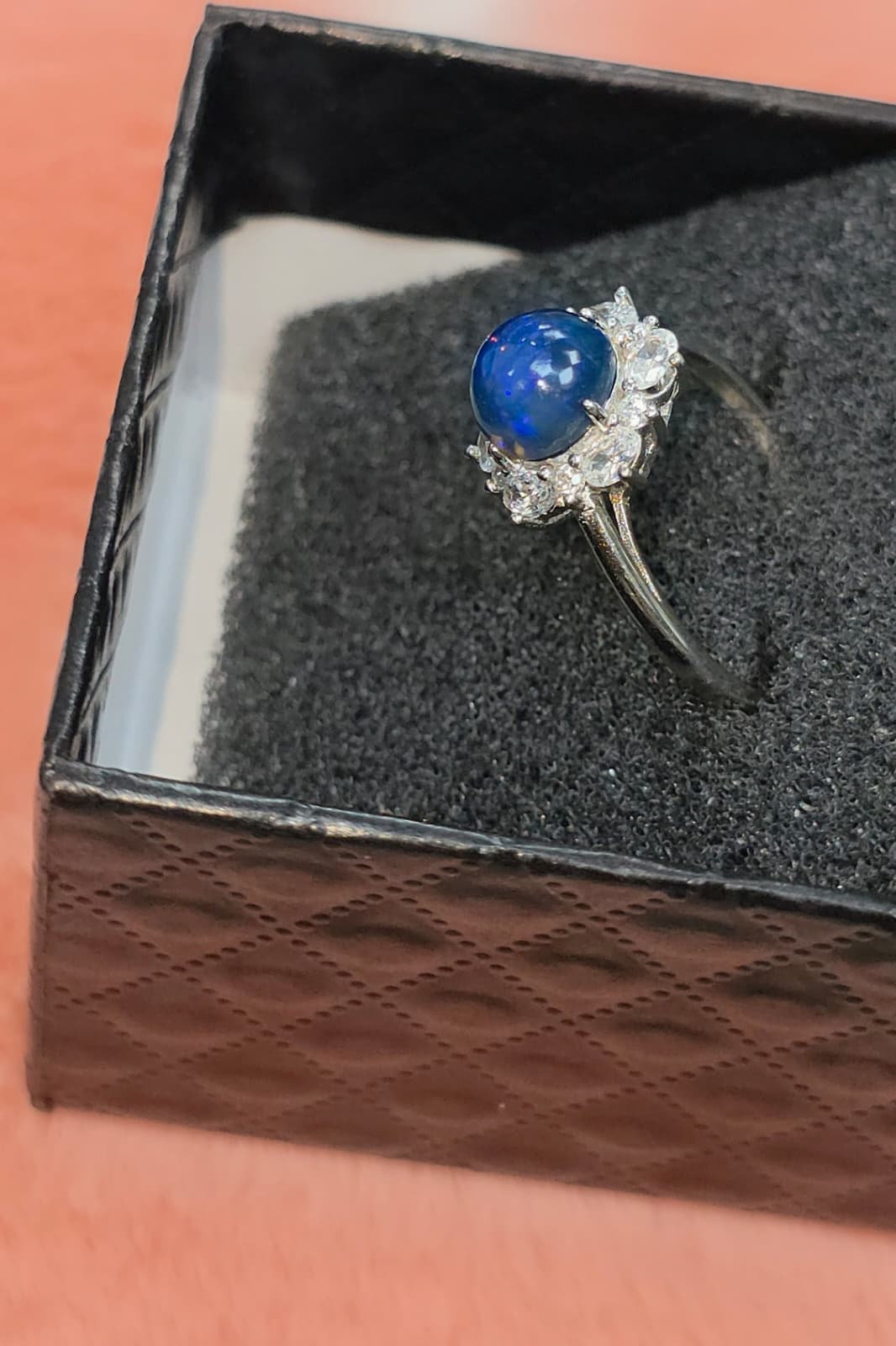 Natural Black Opal Adjustable Ring — Sterling Silver | Kumara Shines